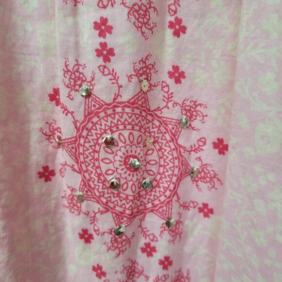 VTG Babydoll Dress Mini Rue21 Floral Medallion Jr M Y2K Coquette Romantic Sequin - Picture 13 of 16